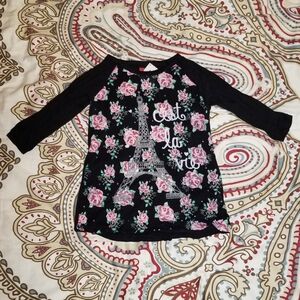 NWT Black Sparkly Eiffel Tower "C'est la vie" Paris Graphic T-Shirt